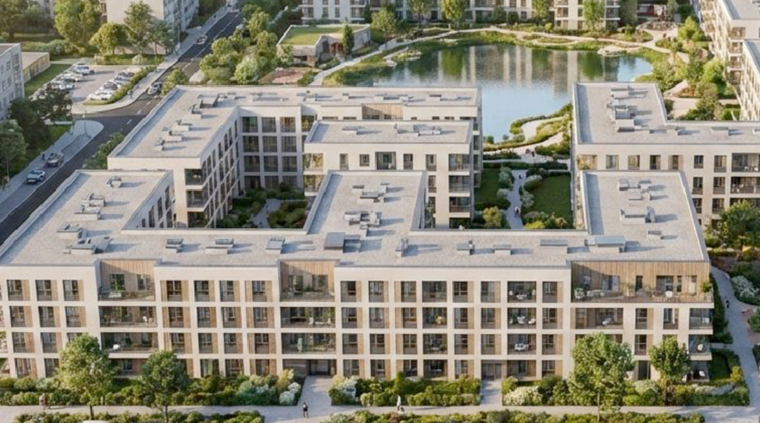 Aerial vision render of the new neighbourhood